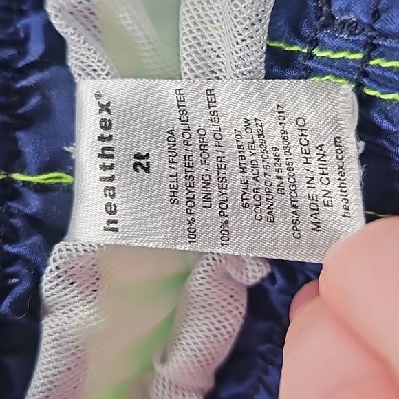 L blue Green Stripes Swimshorts size 2t - Picture 2 of 6